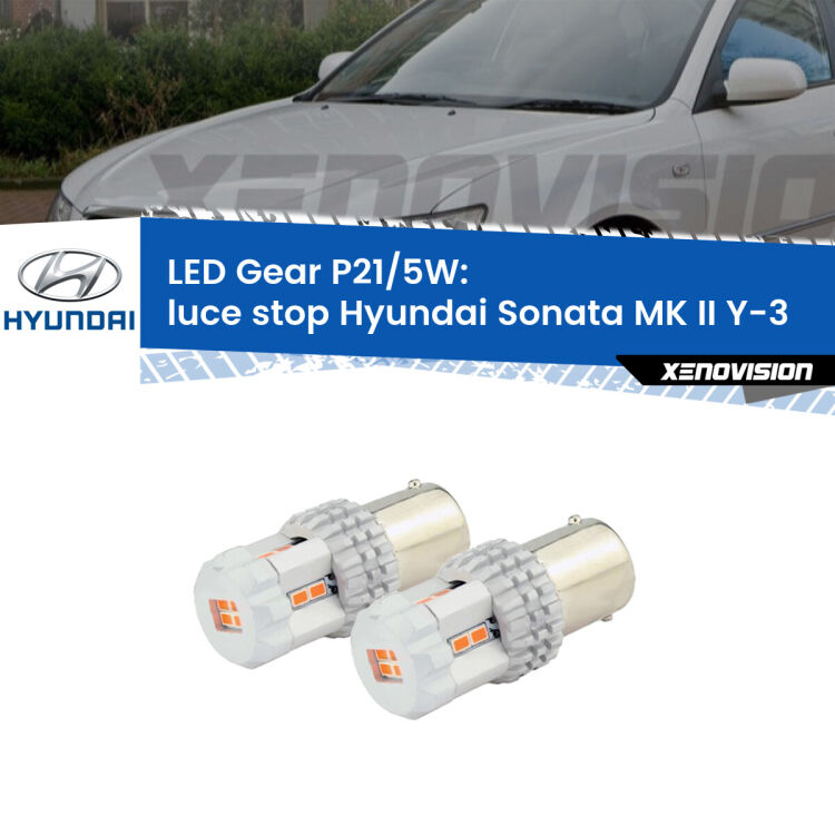 <strong>Luce Stop LED per Hyundai Sonata MK II</strong> Y-3 1993 - 1998. Due lampade <strong>P21/5W</strong> rosse non canbus modello Gear.