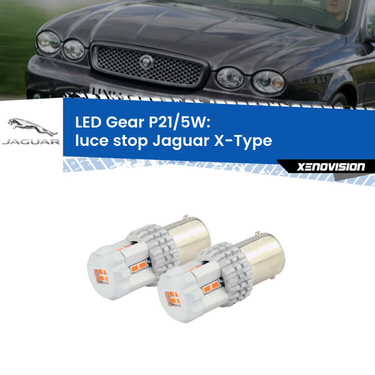 <strong>Luce Stop LED per Jaguar X-Type</strong>  2001 - 2009. Due lampade <strong>P21/5W</strong> rosse non canbus modello Gear.