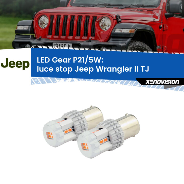 <strong>Luce Stop LED per Jeep Wrangler II</strong> TJ 1996 - 2005. Due lampade <strong>P21/5W</strong> rosse non canbus modello Gear.