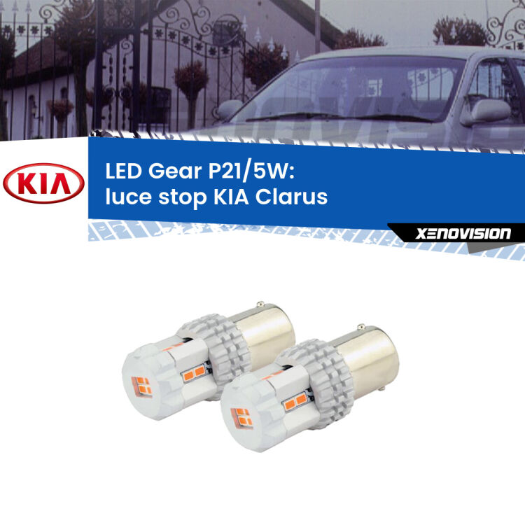 <strong>Luce Stop LED per KIA Clarus</strong>  1996 - 2001. Due lampade <strong>P21/5W</strong> rosse non canbus modello Gear.