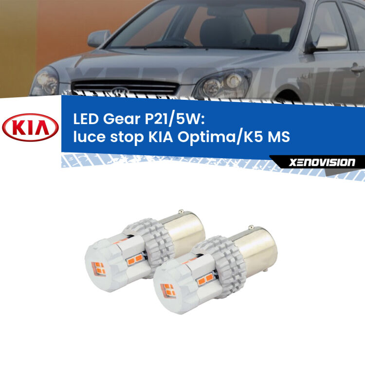 <strong>Luce Stop LED per KIA Optima/K5</strong> MS 2000 - 2004. Due lampade <strong>P21/5W</strong> rosse non canbus modello Gear.