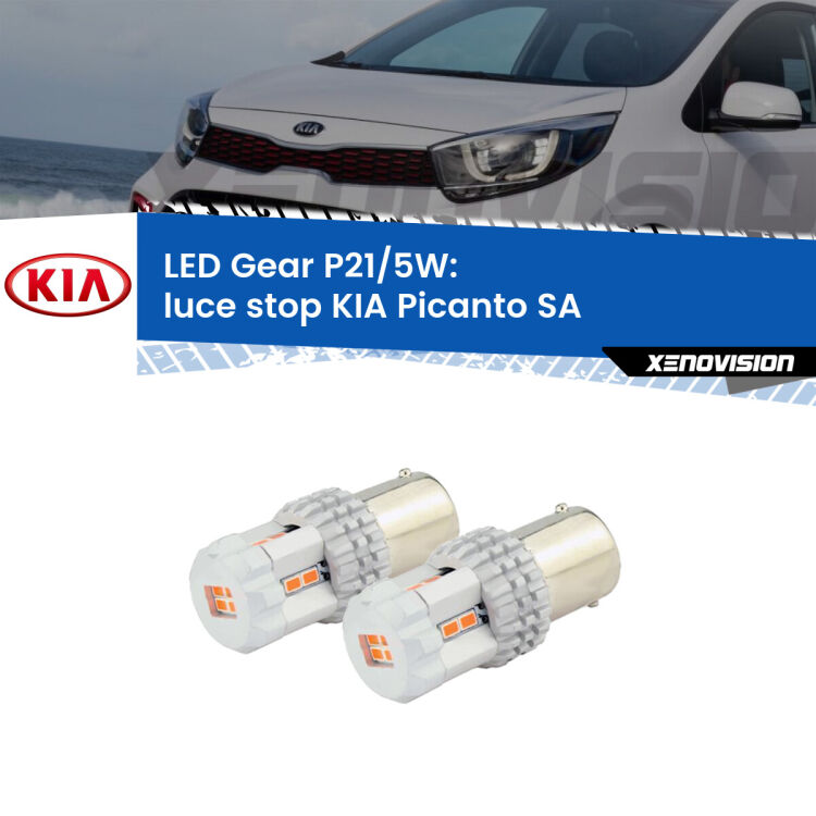 <strong>Luce Stop LED per KIA Picanto</strong> SA 2003 - 2010. Due lampade <strong>P21/5W</strong> rosse non canbus modello Gear.