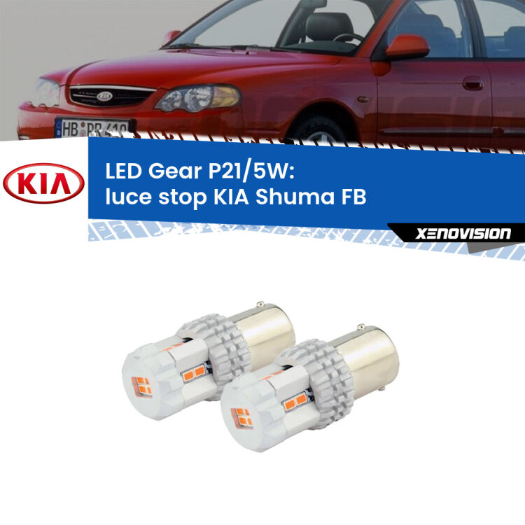 <strong>Luce Stop LED per KIA Shuma</strong> FB 1997 - 2000. Due lampade <strong>P21/5W</strong> rosse non canbus modello Gear.