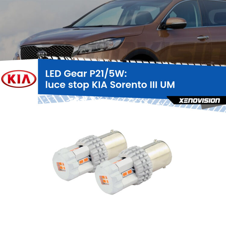 <strong>Luce Stop LED per KIA Sorento III</strong> UM 2015 in poi. Due lampade <strong>P21/5W</strong> rosse non canbus modello Gear.