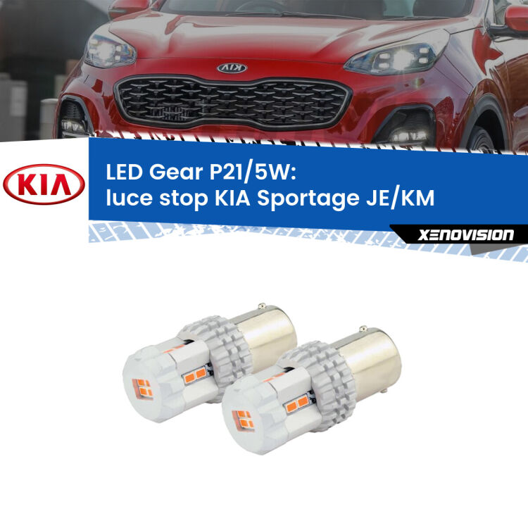 <strong>Luce Stop LED per KIA Sportage</strong> JE/KM 2004 - 2009. Due lampade <strong>P21/5W</strong> rosse non canbus modello Gear.