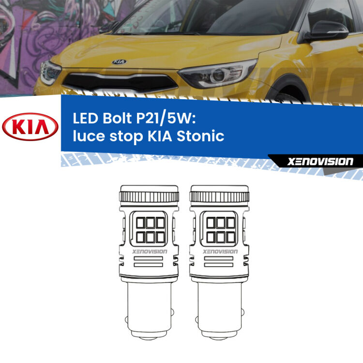 0 Luce Stop LED KIA Stonic  2017 in poi: P21/5W Bolt <strong>Luce Stop LED per KIA Stonic</strong>  2017 in poi. Coppia lampade <strong>P21/5W</strong> modello Bolt canbus.