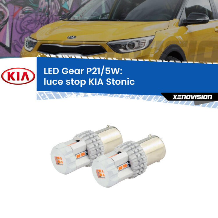0 Luce Stop LED KIA Stonic  2017 in poi: P21/5W Gear <strong>Luce Stop LED per KIA Stonic</strong>  2017 in poi. Due lampade <strong>P21/5W</strong> rosse non canbus modello Gear.