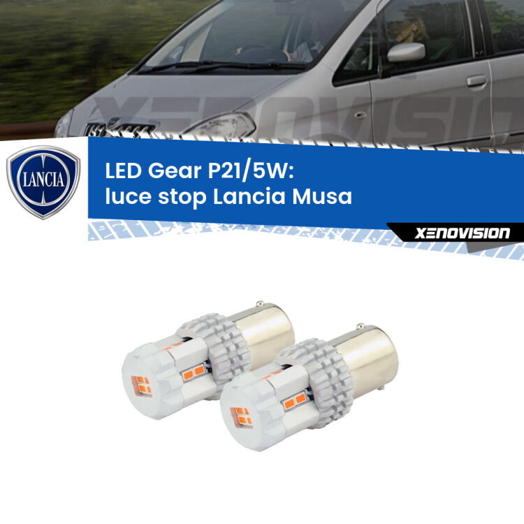 <strong>Luce Stop LED per Lancia Musa</strong>  2004 - 2007. Due lampade <strong>P21/5W</strong> rosse non canbus modello Gear.