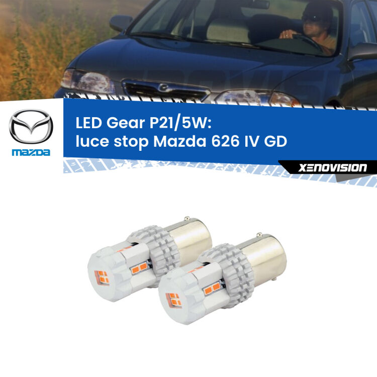 <strong>Luce Stop LED per Mazda 626 IV</strong> GD 1987 - 1992. Due lampade <strong>P21/5W</strong> rosse non canbus modello Gear.