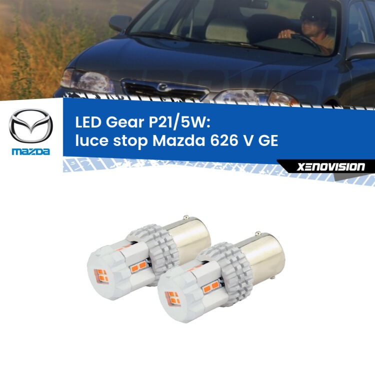 <strong>Luce Stop LED per Mazda 626 V</strong> GE 1992 - 1997. Due lampade <strong>P21/5W</strong> rosse non canbus modello Gear.