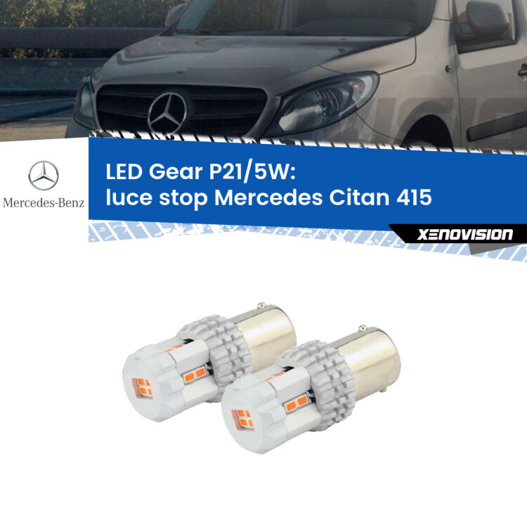 <strong>Luce Stop LED per Mercedes Citan</strong> 415 2012 in poi. Due lampade <strong>P21/5W</strong> rosse non canbus modello Gear.