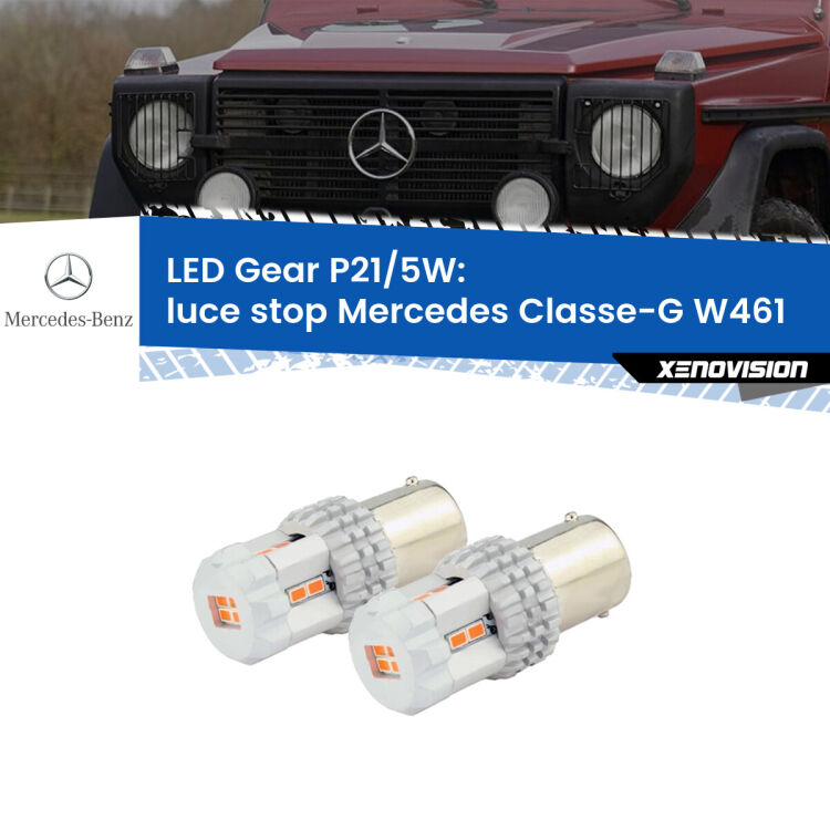 0 Luce Stop LED Mercedes Classe-G W461 1990 - 2000: P21/5W Gear <strong>Luce Stop LED per Mercedes Classe-G</strong> W461 1990 - 2000. Due lampade <strong>P21/5W</strong> rosse non canbus modello Gear.