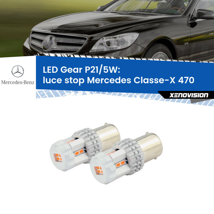 <strong>Luce Stop LED per Mercedes Classe-X</strong> 470 2017 in poi. Due lampade <strong>P21/5W</strong> rosse non canbus modello Gear.