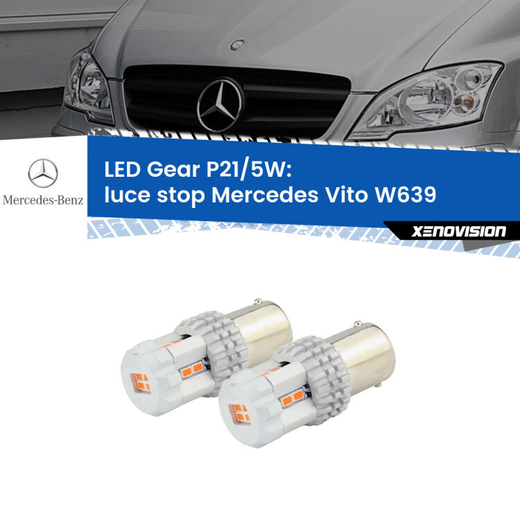 <strong>Luce Stop LED per Mercedes Vito</strong> W639 2003 - 2012. Due lampade <strong>P21/5W</strong> rosse non canbus modello Gear.