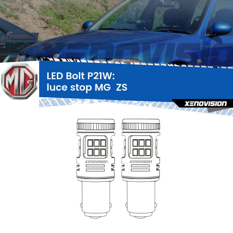 0 Luce Stop LED MG  ZS  2001 - 2005: P21W Bolt <strong>Luce Stop LED per MG  ZS</strong>  2001 - 2005. Coppia lampade <strong>P21W</strong> modello Bolt canbus.