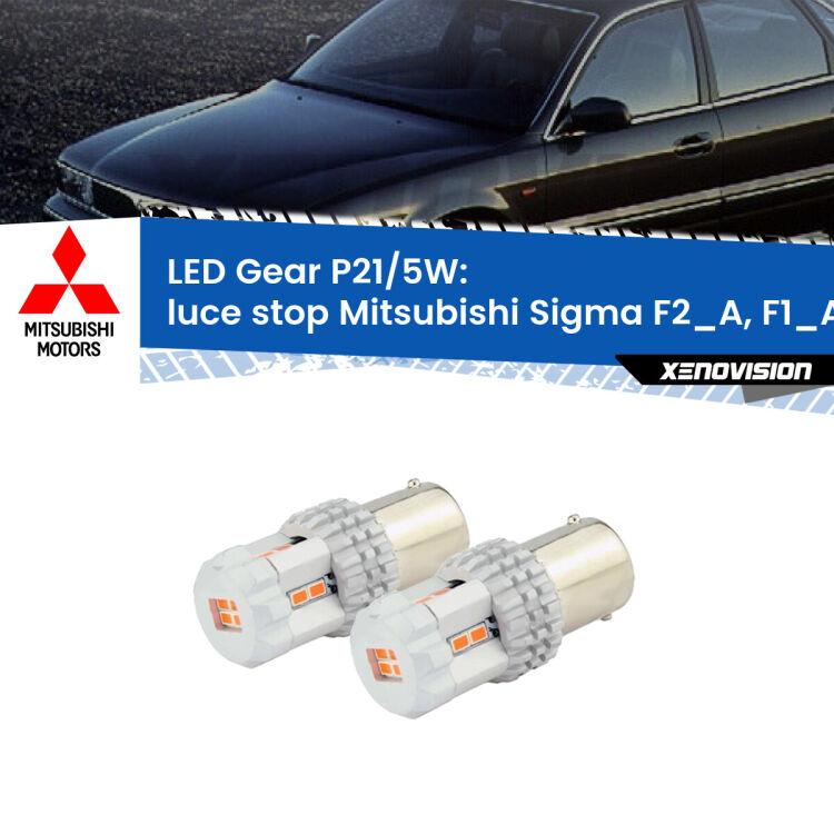 <strong>Luce Stop LED per Mitsubishi Sigma</strong> F2_A, F1_A 1990 - 1996. Due lampade <strong>P21/5W</strong> rosse non canbus modello Gear.