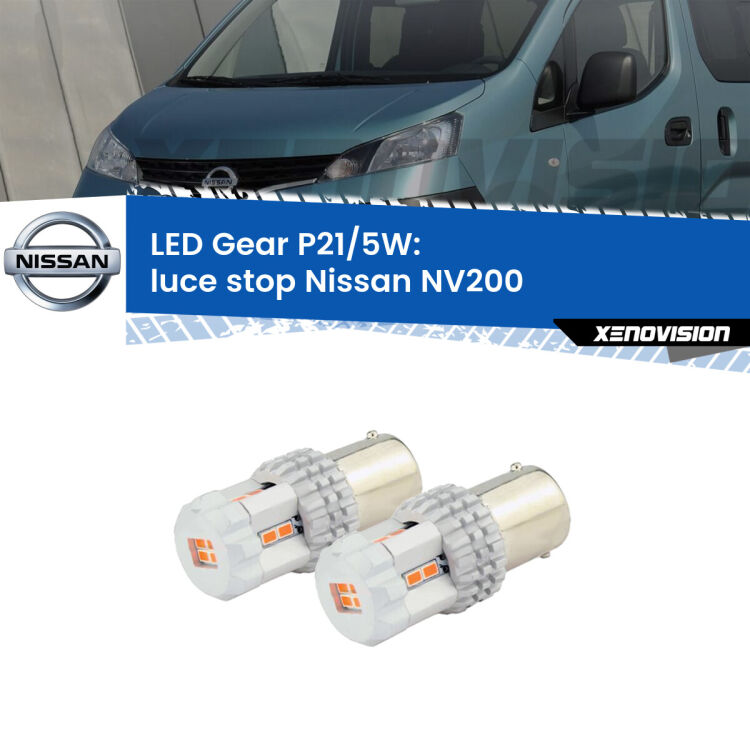 <strong>Luce Stop LED per Nissan NV200</strong>  2010 - 2019. Due lampade <strong>P21/5W</strong> rosse non canbus modello Gear.