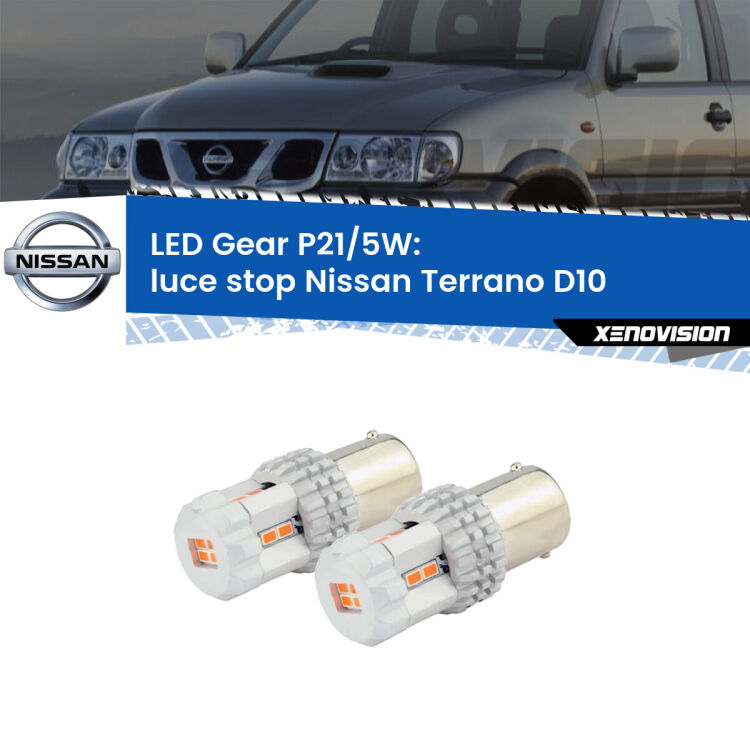 <strong>Luce Stop LED per Nissan Terrano</strong> D10 2013 in poi. Due lampade <strong>P21/5W</strong> rosse non canbus modello Gear.