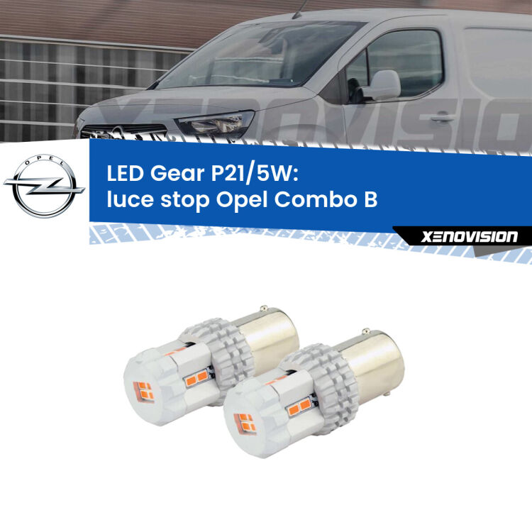 <strong>Luce Stop LED per Opel Combo B</strong>  1994 - 2001. Due lampade <strong>P21/5W</strong> rosse non canbus modello Gear.