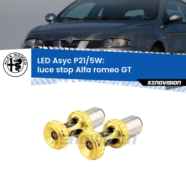 0  luce Stop LED per Alfa romeo GT  2003 - 2010: p21/5w Asyc <strong>luce stop LED per Alfa romeo GT</strong>  2003 - 2010. Lampadina <strong>P21/5W</strong> rossa Canbus modello Asyc Xenovision.