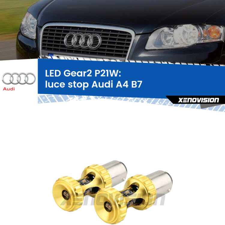 <strong>Luce Stop LED per Audi A4</strong> B7 2004 - 2008. Coppia lampade <strong>P21W</strong> super canbus Rosse modello Gear2.