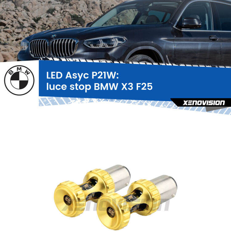0 Luce Stop LED per BMW X3 F25 2010 - 2016: P21W Asyc <strong>Luce Stop LED per BMW X3</strong> F25 2010 - 2016. Coppia lampade <strong>P21W</strong> super canbus Rosse modello Gear2.