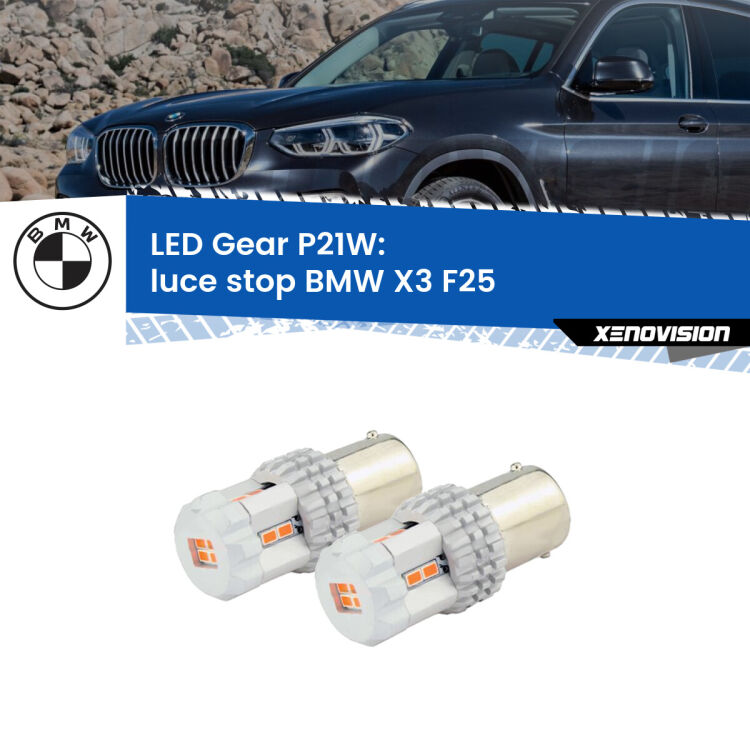 0 Luce Stop LED per BMW X3 F25 2010 - 2016: P21W Gear <p>Coppia <strong>LED P21W Rossi per </strong><strong>luce Stop</strong> <strong>BMW</strong> <strong>X3 </strong>(F25) 2010 - 2016: ultracompatti, illuminazione a 360 gradi e Canbus. Qualità Massima.</p>
<div> </div>