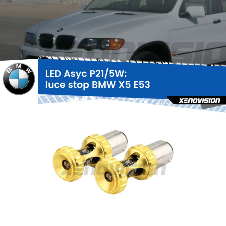 <strong>luce stop LED per BMW X5</strong> E53 1999 - 2003. Lampadina <strong>P21/5W</strong> rossa Canbus modello Asyc Xenovision.