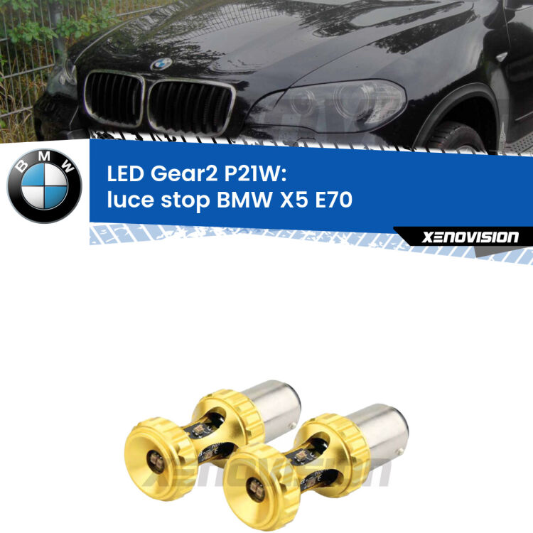 <strong>Luce Stop LED per BMW X5</strong> E70 prima serie. Coppia lampade <strong>P21W</strong> super canbus Rosse modello Gear2.