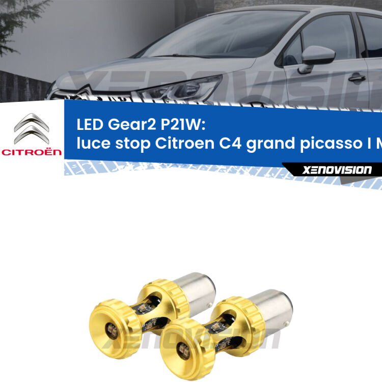 <strong>Luce Stop LED per Citroen C4 grand picasso I</strong> Mk1 2006 - 2013. Coppia lampade <strong>P21W</strong> super canbus Rosse modello Gear2.