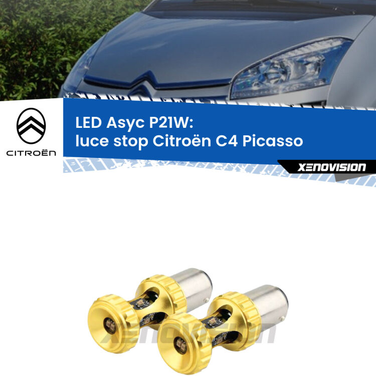 0 Luce Stop LED per Citroën C4 Picasso  2006 - 2013: P21W Asyc <strong>Luce Stop LED per Citroën C4 Picasso</strong>  2006 - 2013. Coppia lampade <strong>P21W</strong> super canbus Rosse modello Gear2.