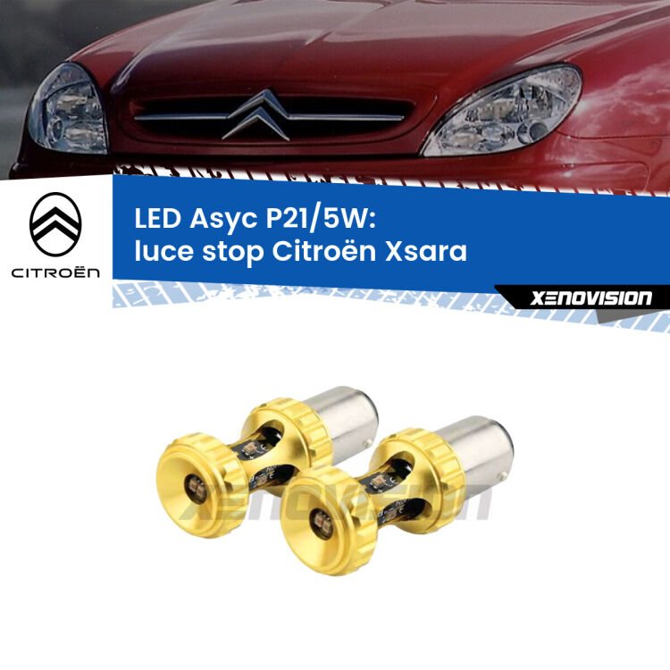 0  luce Stop LED per Citroën Xsara  1997 - 2005: p21/5w Asyc <strong>luce stop LED per Citroën Xsara</strong>  1997 - 2005. Lampadina <strong>P21/5W</strong> rossa Canbus modello Asyc Xenovision.