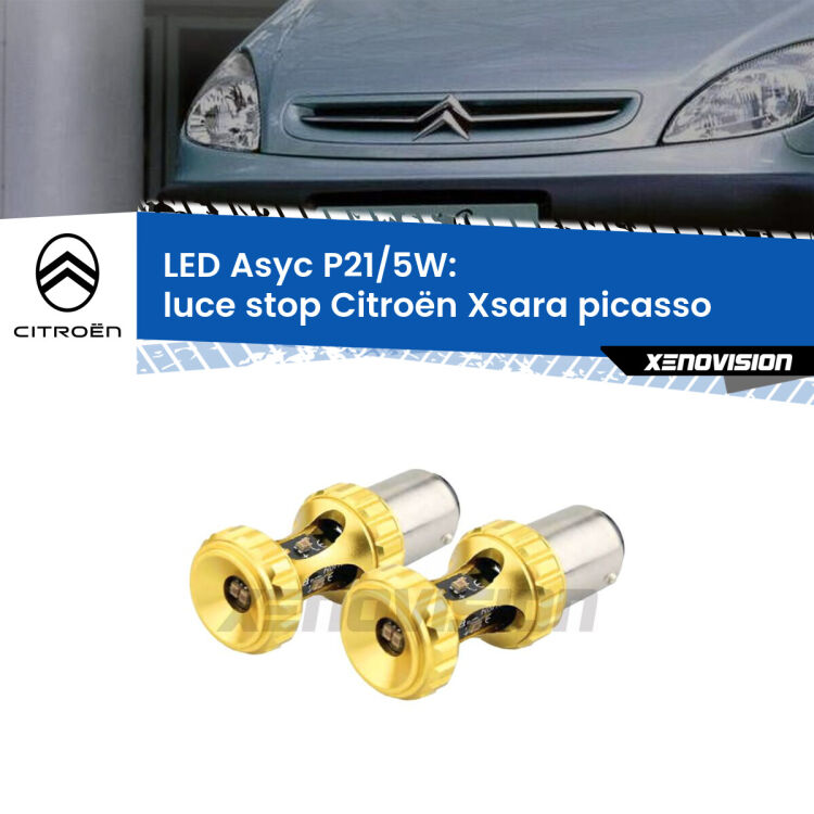 0 luce Stop LED per Citroën Xsara picasso 1999 - 2012: p21/5w Asyc <strong>luce stop LED per Citroën Xsara picasso</strong> 1999 - 2012. Lampadina <strong>P21/5W</strong> rossa Canbus modello Asyc Xenovision.