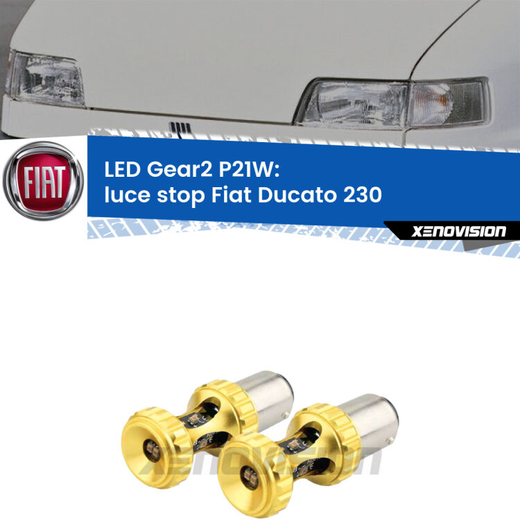 <strong>Luce Stop LED per Fiat Ducato</strong> 230 1994 - 2002. Coppia lampade <strong>P21W</strong> super canbus Rosse modello Gear2.