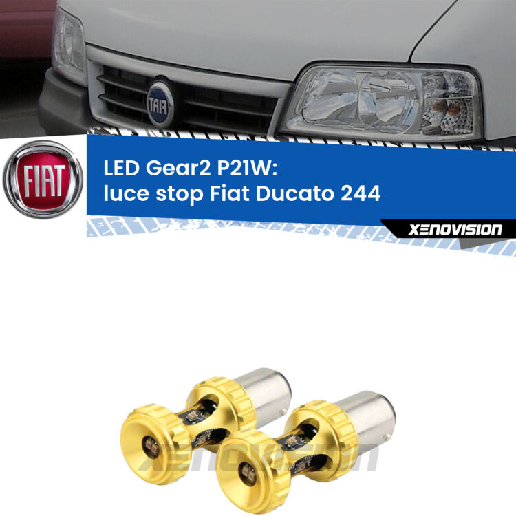<strong>Luce Stop LED per Fiat Ducato</strong> 244 2002 - 2006. Coppia lampade <strong>P21W</strong> super canbus Rosse modello Gear2.