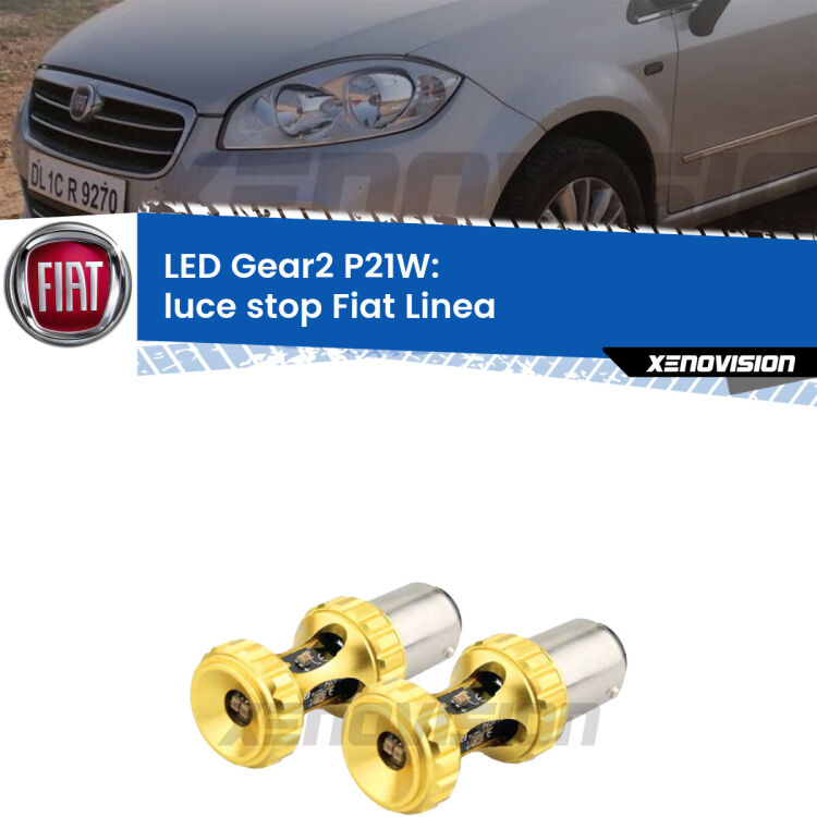 <strong>Luce Stop LED per Fiat Linea</strong>  2007 - 2018. Coppia lampade <strong>P21W</strong> super canbus Rosse modello Gear2.