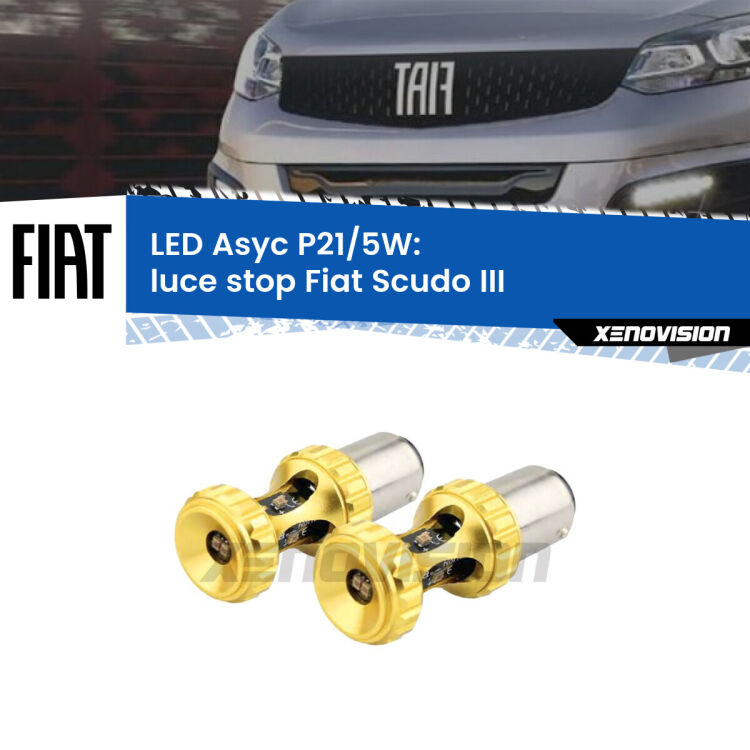 0 luce Stop LED per Fiat Scudo III 2022 in poi: p21/5w Asyc <strong>luce stop LED per Fiat Scudo</strong> III 2022 in poi. Lampadina <strong>P21/5W</strong> rossa Canbus modello Asyc Xenovision.