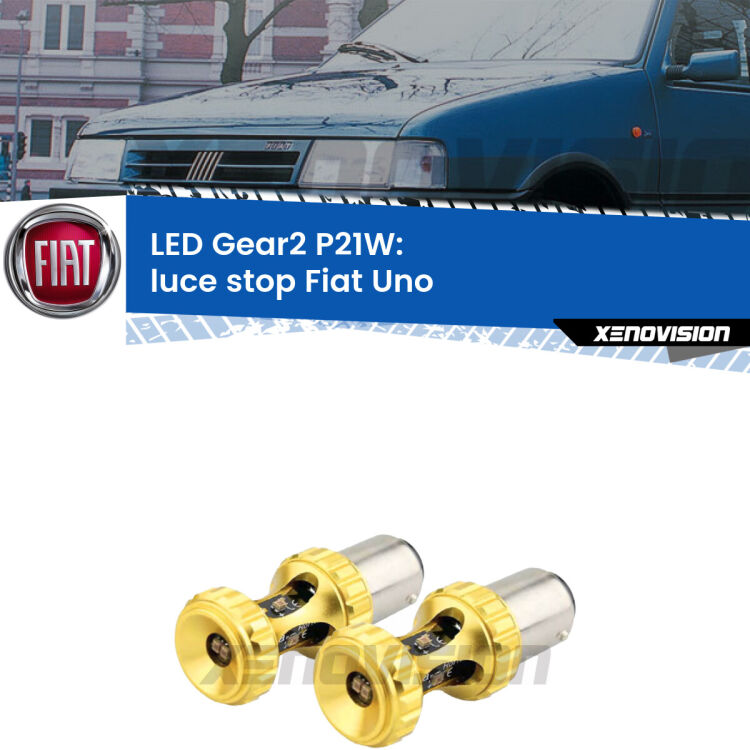 <strong>Luce Stop LED per Fiat Uno</strong>  1983 - 1995. Coppia lampade <strong>P21W</strong> super canbus Rosse modello Gear2.