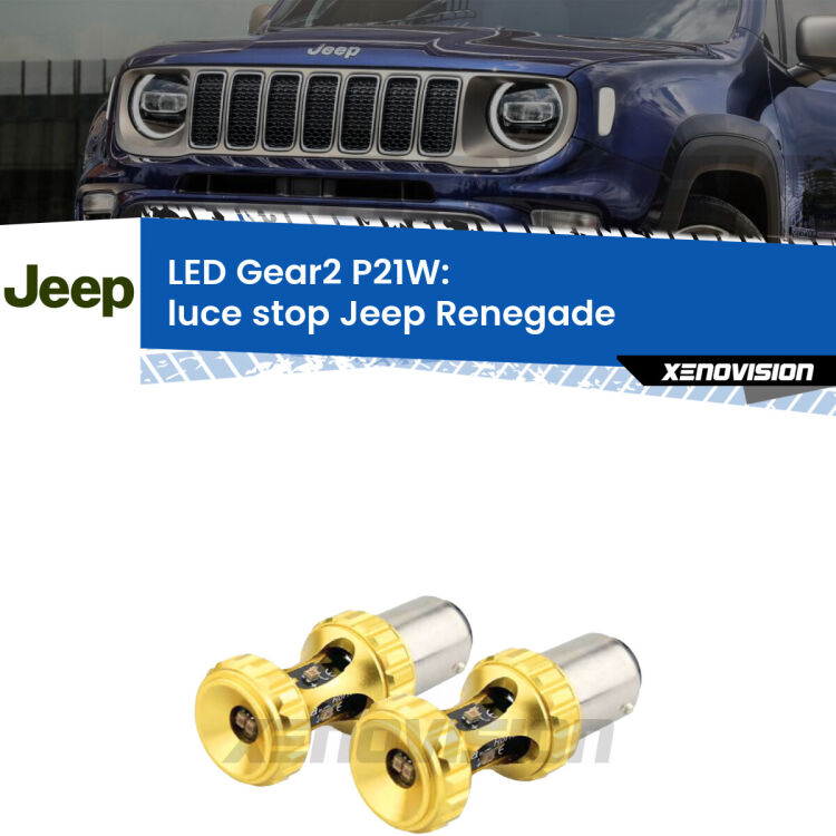 <strong>Luce Stop LED per Jeep Renegade</strong>  2014 in poi. Coppia lampade <strong>P21W</strong> super canbus Rosse modello Gear2.