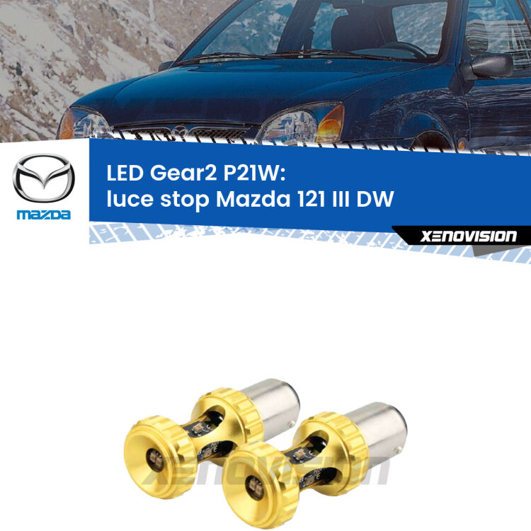 <strong>Luce Stop LED per Mazda 121 III</strong> DW 1996 - 2003. Coppia lampade <strong>P21W</strong> super canbus Rosse modello Gear2.