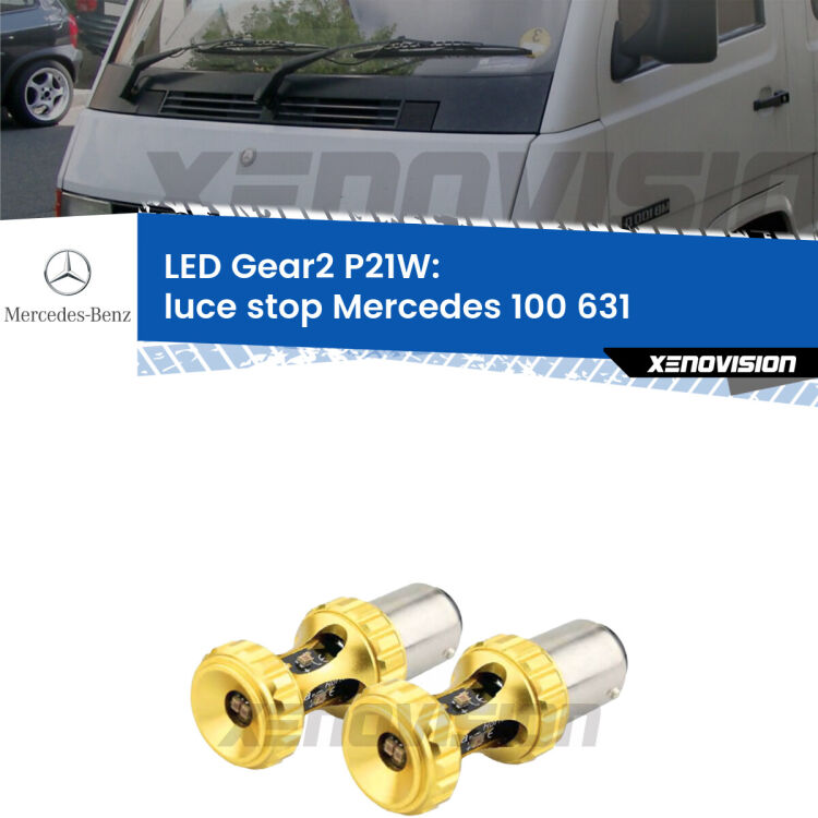 <strong>Luce Stop LED per Mercedes 100</strong> 631 1988 - 1996. Coppia lampade <strong>P21W</strong> super canbus Rosse modello Gear2.