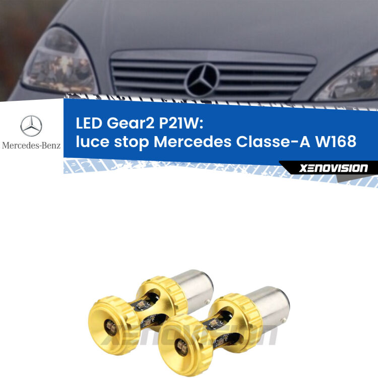 <strong>Luce Stop LED per Mercedes Classe-A</strong> W168 1997 - 2004. Coppia lampade <strong>P21W</strong> super canbus Rosse modello Gear2.