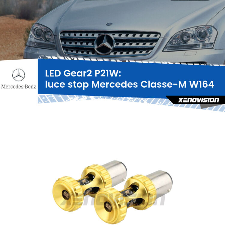 <strong>Luce Stop LED per Mercedes Classe-M</strong> W164 2005 - 2011. Coppia lampade <strong>P21W</strong> super canbus Rosse modello Gear2.