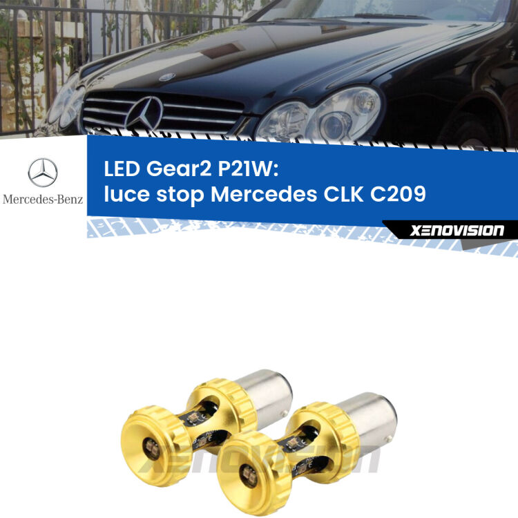 <strong>Luce Stop LED per Mercedes CLK</strong> C209 2002 - 2009. Coppia lampade <strong>P21W</strong> super canbus Rosse modello Gear2.