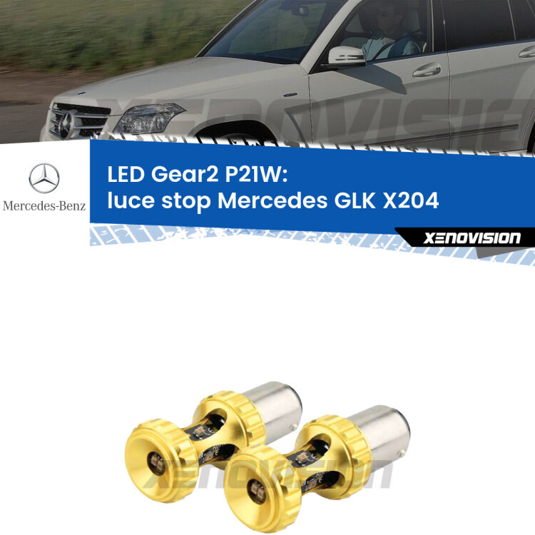 <strong>Luce Stop LED per Mercedes GLK</strong> X204 2008 - 2015. Coppia lampade <strong>P21W</strong> super canbus Rosse modello Gear2.
