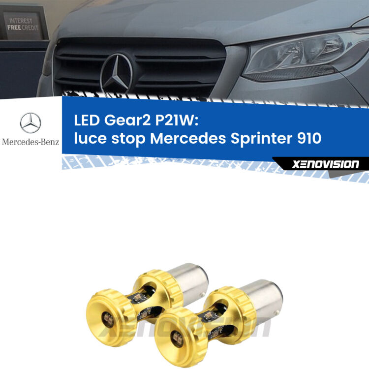 <strong>Luce Stop LED per Mercedes Sprinter</strong> 910 2018 in poi. Coppia lampade <strong>P21W</strong> super canbus Rosse modello Gear2.