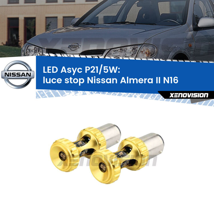 <strong>luce stop LED per Nissan Almera II</strong> N16 2000 - 2006. Lampadina <strong>P21/5W</strong> rossa Canbus modello Asyc Xenovision.