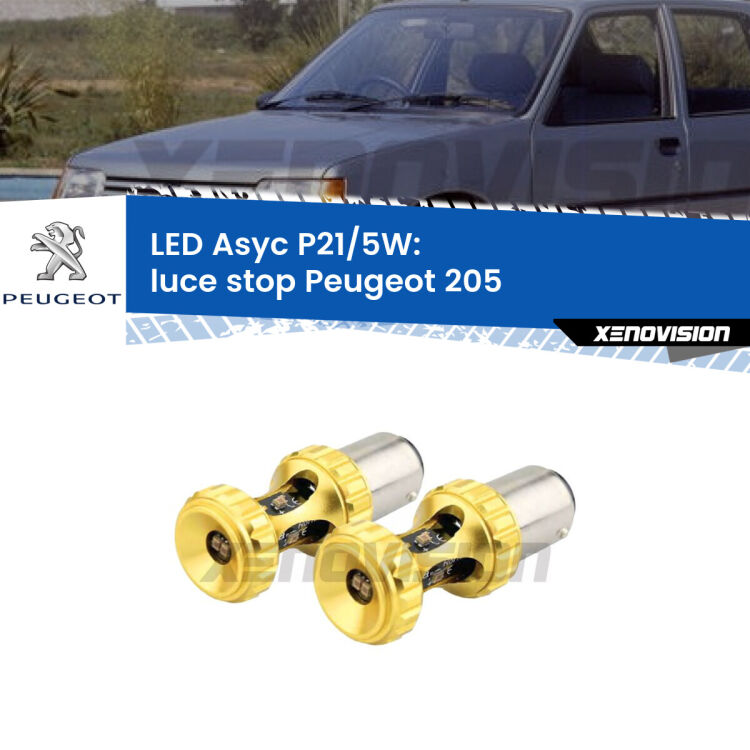 <strong>luce stop LED per Peugeot 205</strong>  1983 - 1990. Lampadina <strong>P21/5W</strong> rossa Canbus modello Asyc Xenovision.
