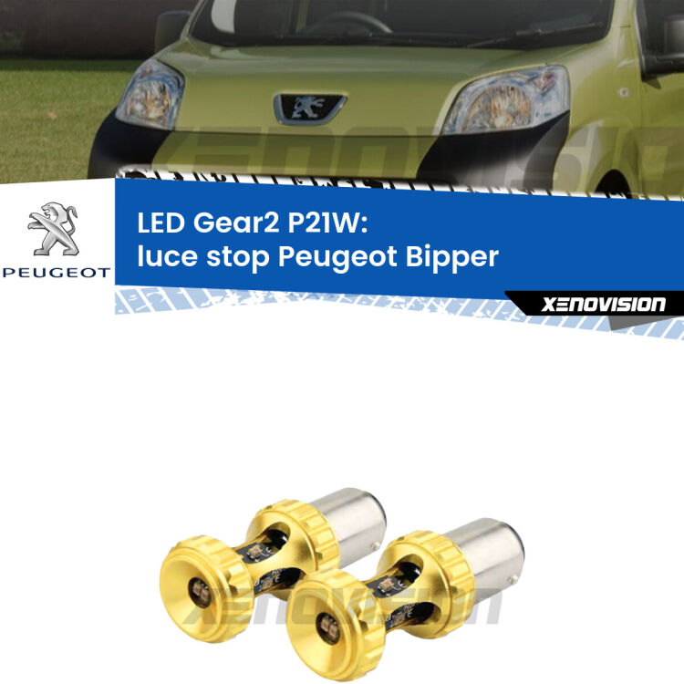 <strong>Luce Stop LED per Peugeot Bipper</strong>  2008 in poi. Coppia lampade <strong>P21W</strong> super canbus Rosse modello Gear2.