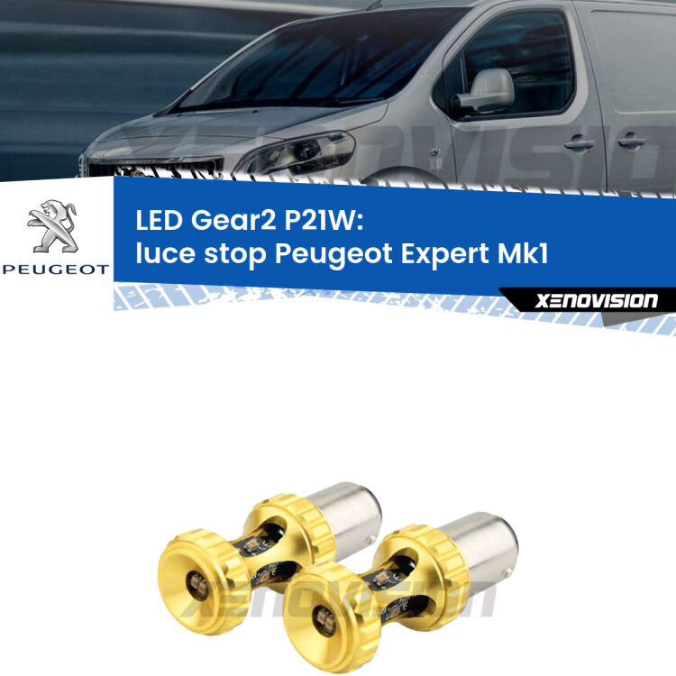 <strong>Luce Stop LED per Peugeot Expert</strong> Mk1 1996 - 2006. Coppia lampade <strong>P21W</strong> super canbus Rosse modello Gear2.